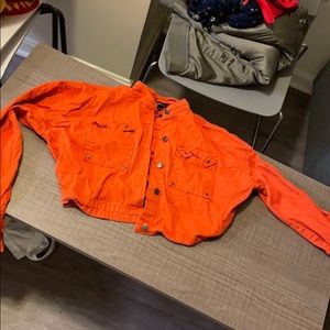 A orange crop Jean jacket